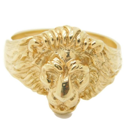 14k Solid Yellow Gold Lion Head Unisex Ring!!